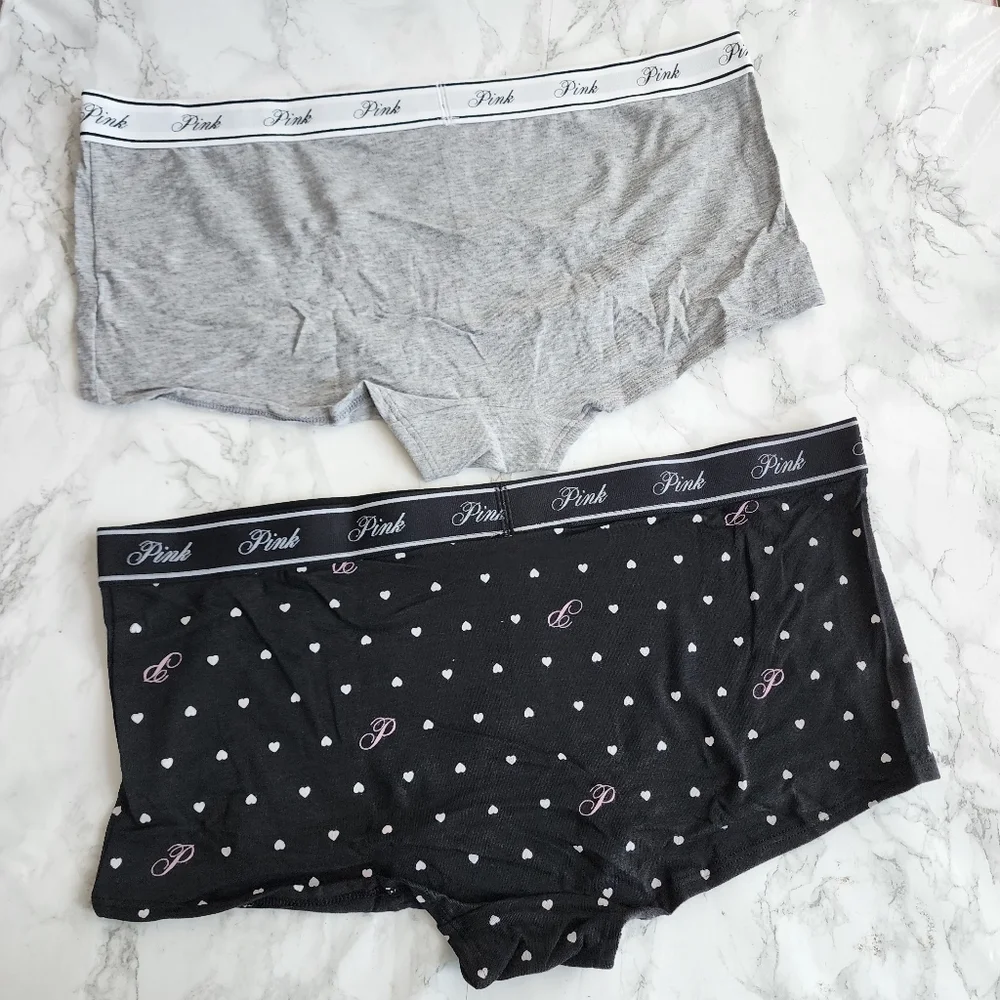 Victoria's Secret Pink 5-Pack Logo Cotton Shortie Panties Boy Short Pack  XL